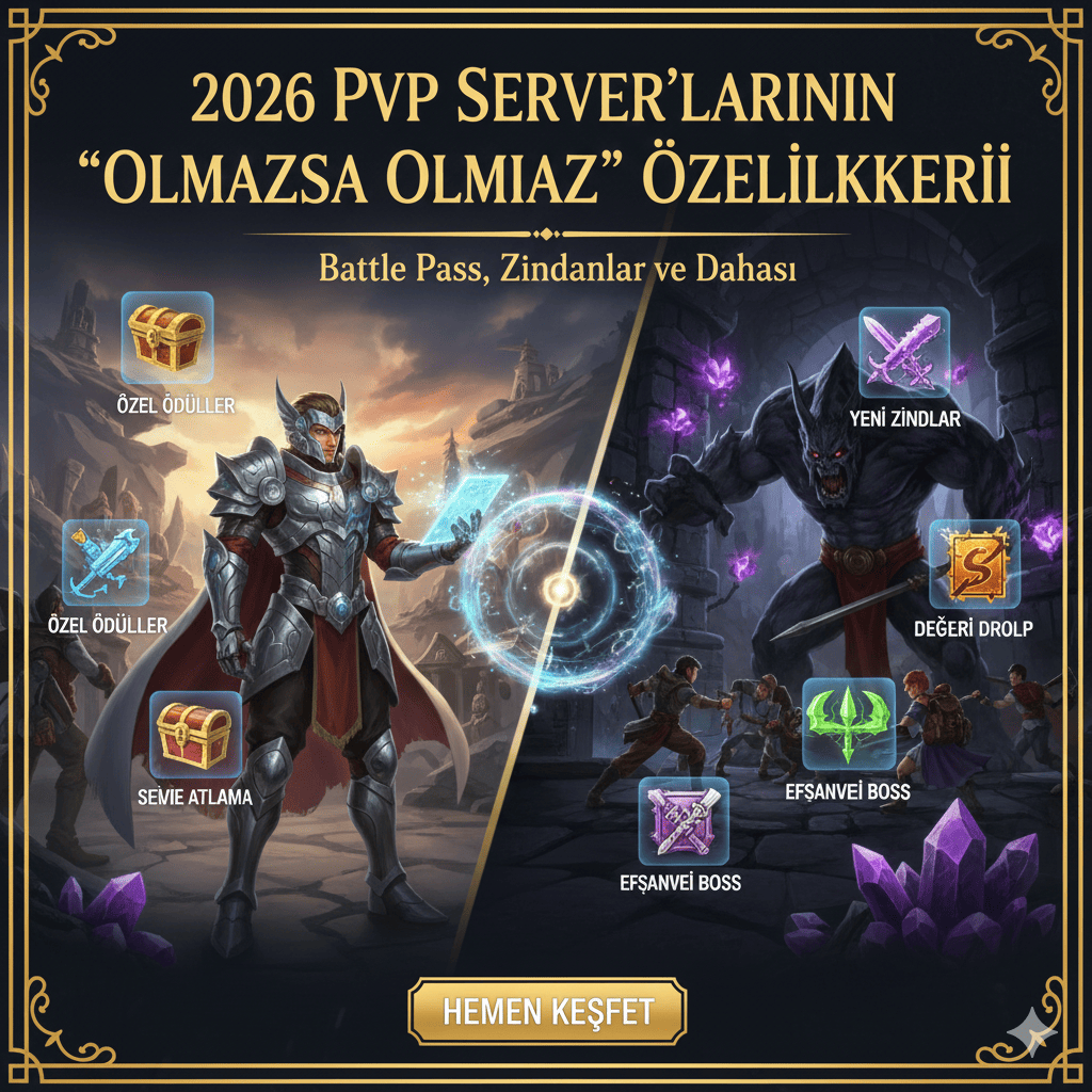 2026 PvP Serverlerinin "Olmazsa Olmaz" Özellikleri: Battle Pass, Zindanlar ve Dahası