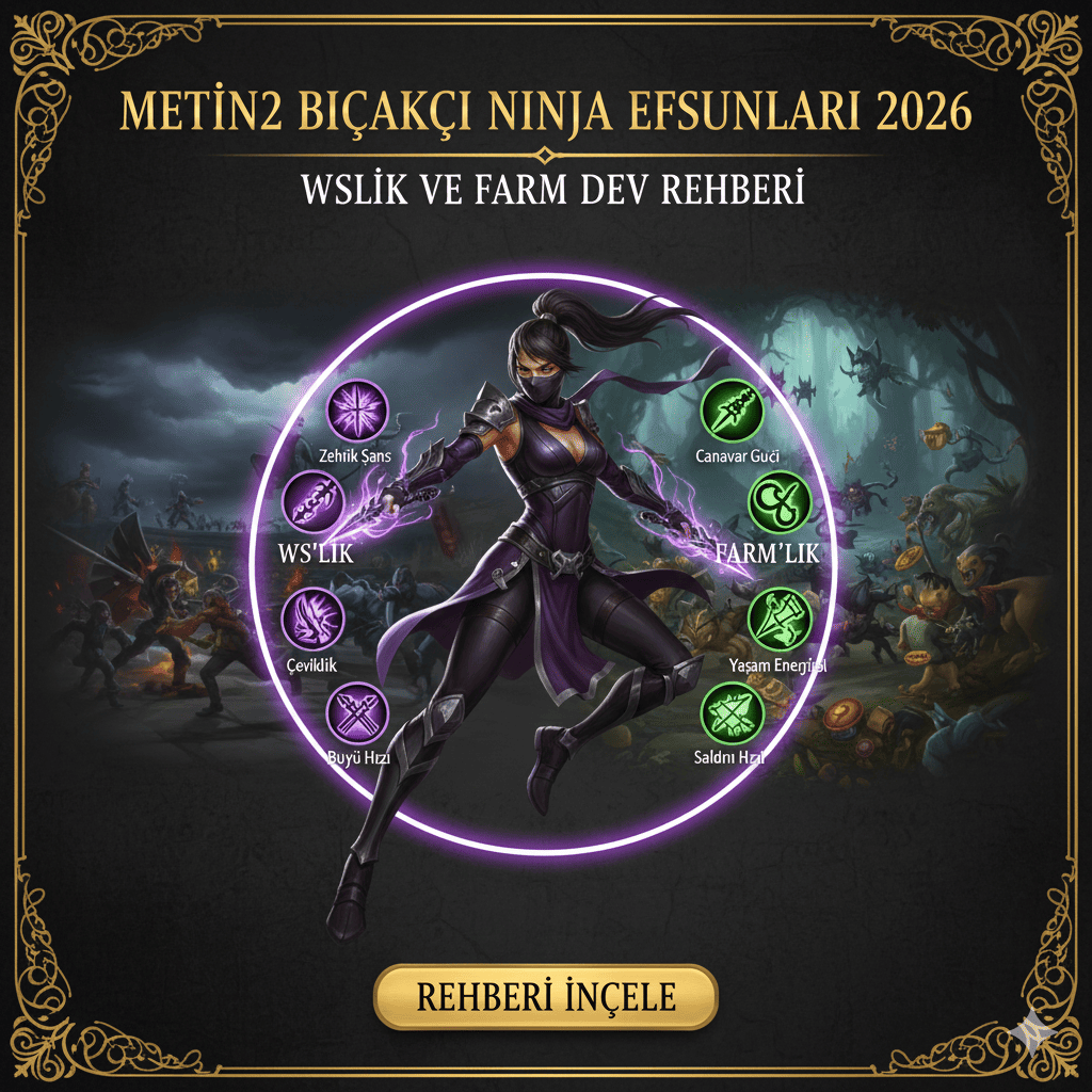 Metin2 Bıçakçı Ninja Efsunları 2026: Wslik ve Farm Dev Rehber